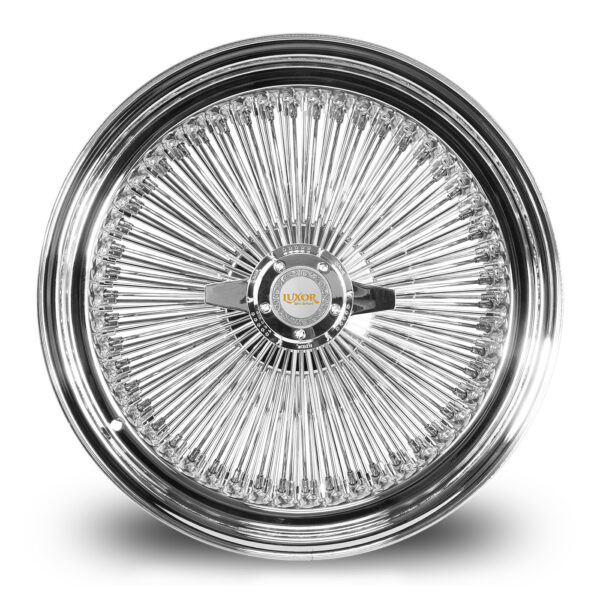 16x7” Luxor Wire Wheels – 100 Spoke Straight Lace Chrome | Standard Offset | Set of 4