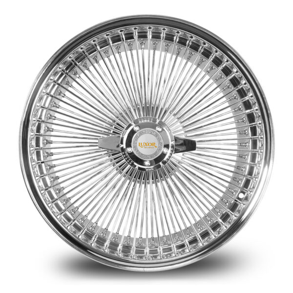 17x8” Luxor Wire Wheels – 100 Spoke Straight Lace | Chrome Finish | FWD Offset | Set of 4