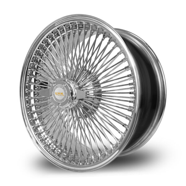 18x8” Luxor Wire Wheels – 100 Spoke Straight Lace | FWD Offset | Chrome Finish | Set of 4