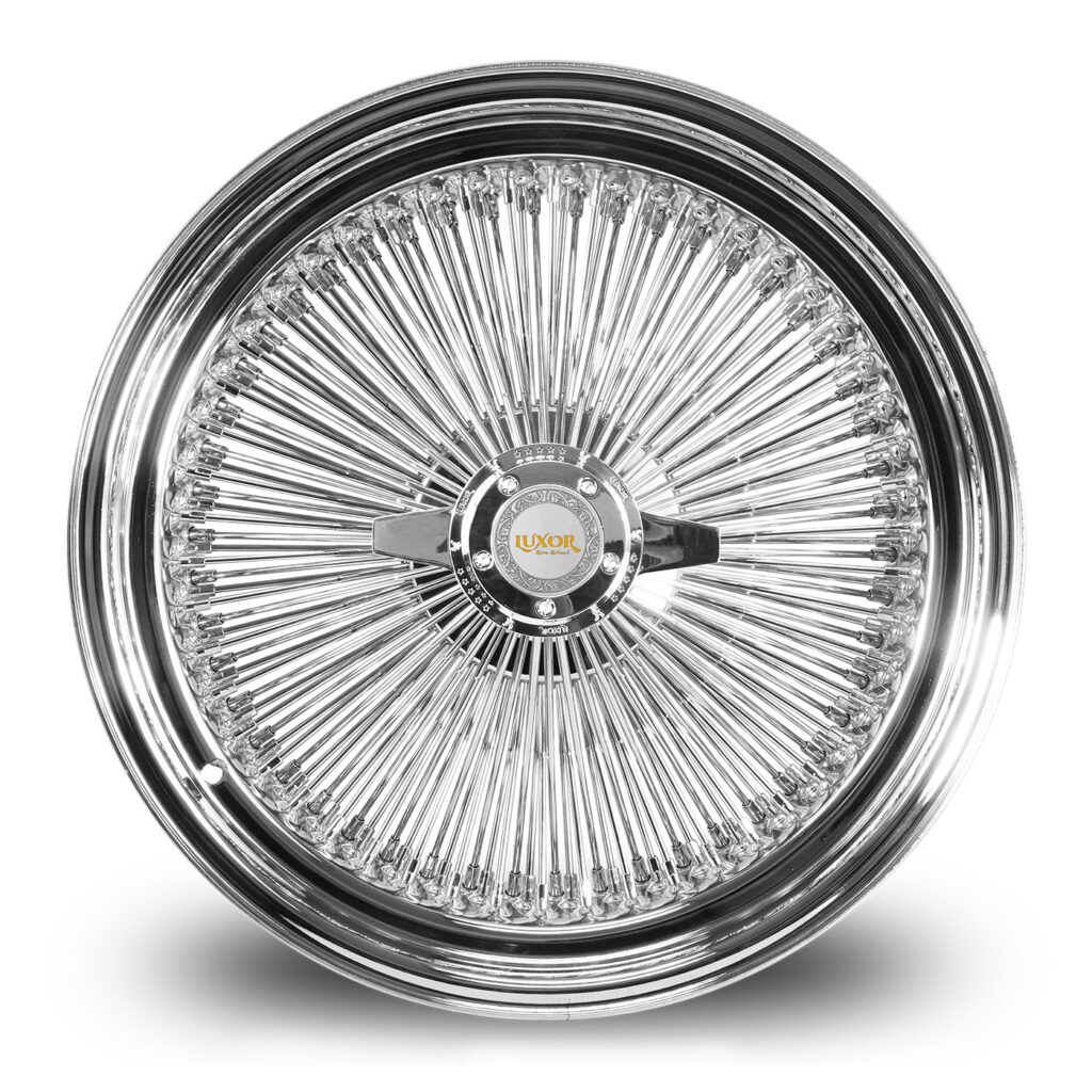 18×8 Luxor Chrome Wire Wheels – 100 Spoke | Straight Lace