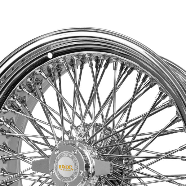 20x8” Wire Wheels – 96 Spoke Quad Cross Lace | Chrome Finish | Standard Offset | Patented Design | Set of 4