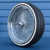 22-inch-standard-wire-wheels-chrome-255-30-r22-custom-whitewall-tires-side 22x8" wire wheels chrome standard + 255/30R22 custom true whitewall tires