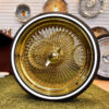 22-inch-wire-wheels-150-spoke-custom-whitewall-tires-front-view copy 22×8″ All Gold Wire Wheels – 150 Spoke Standard + 255/30R22 Custom Whitewall Tires - front side