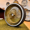 22-inch-wire-wheels-150-spoke-custom-whitewall-tires-side-view 22×8″ All Gold Wire Wheels – 150 Spoke Standard + 255/30R22 Custom Whitewall Tires (Set of 4)