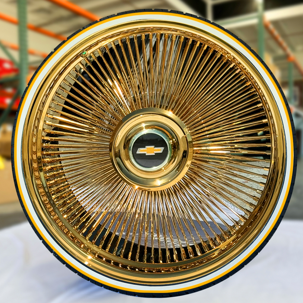28 Inch Wire Rims 26” Gold Wire Wheels Staggered with Tires for Chevy Caprice