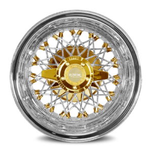 60-spoke-tripple-cross-lace-reverse-wire-wheels-ninja-tire-front-gold-nipple 14x7 Luxor Wire Wheels – 60 spoke Triple Cross Lace - front view