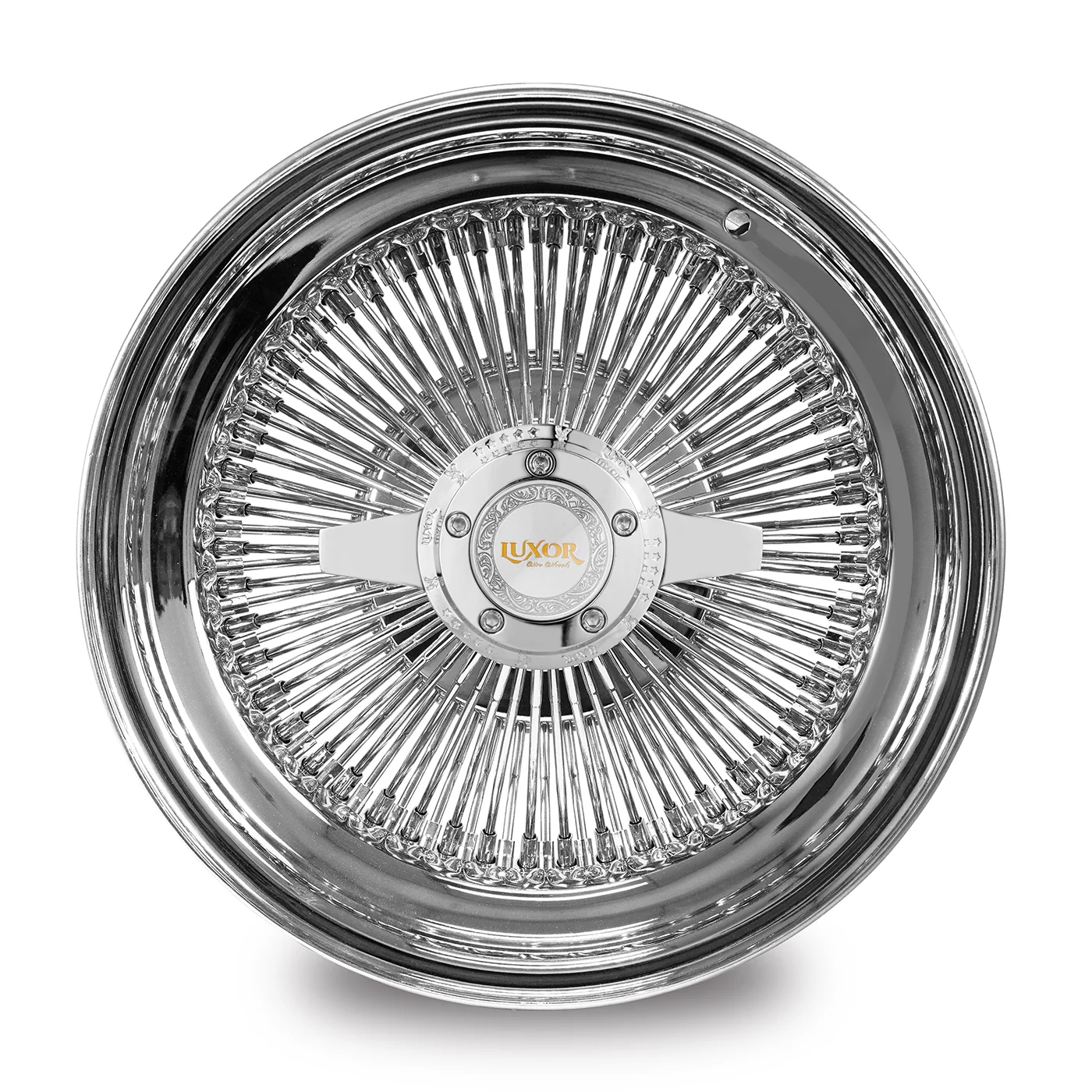 15×7 Luxor Chrome Wire Wheels – 100 Spoke Straight Lace
