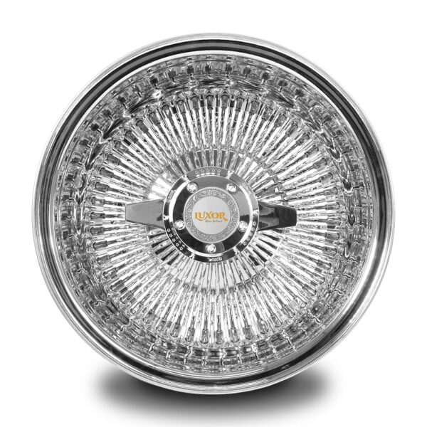 14x7 Luxor Wire Wheel – 100 Diamond Cut Cali Spokes – Straight Lace Front View