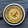 13x7” All Gold Wire Wheels – 72 Spoke Reverse Cross Lace (Pure California Gold) + 155/80R13 True Whitewall Tires | Set of 4