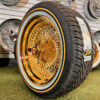 17x8” 24K California Gold Wire Wheels – 100 Spoke Standard + 225/50R17 Original Vogue Tires | Complete Set of 4