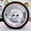 17x8” Chrome Wire Wheels – Standard 100 Spoke + 225/50R17 Custom Red Stripe Tires | Set of 4