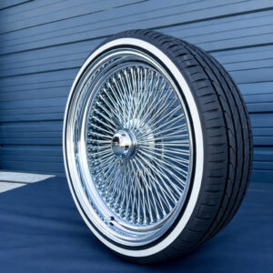 20x8" wire wheels chrome with whitewall tires