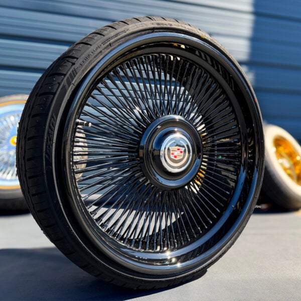 22x9” All Black Alloy Wire Wheels + 245/30R22 Low Profile Black Tires – Bolt-on | Premium Black Powder Coat | Set of 4