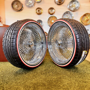 22x8 wire wheels staggered, standard and deep dish