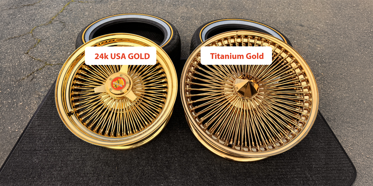 24k usa gold and titanium gold wire wheels