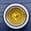 13x7 wire wheels pure California 24k yellow gold + thick whitewall tires