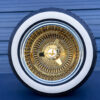 14x7-gold-center-wire-wheels-reverse-100-spoke-and-thick-whitewall-tire-set 14x7 Reverse Gold Center 100-Spoke Wire Wheels & 1.4" Whitewall Tires Set (Real 24k Gold)