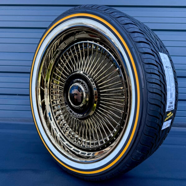 20x9” All Black Alloy Wire Wheels – Bolt-On Floating Cap + 245/40R20 Original Vogue Tires | Premium Machine Black | Set of 4