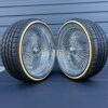 22x8" wire wheels staggered with 255/30R22 custom vogue whitewall and yellow stripe tires
