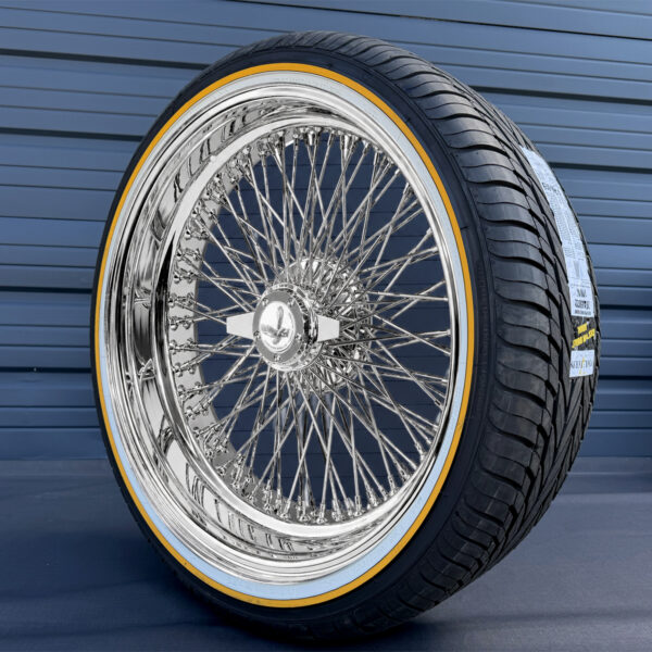 22x8" wire wheels cross lace reverse deep dish + 265/35R22 original vogue tires - complete package