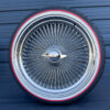 22x8" wire wheels chrome standard with 265/35R22 original vogue red stripe tires - complete set of 4