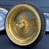 22x8" Wire Wheels Pure 24k California Gold Side View