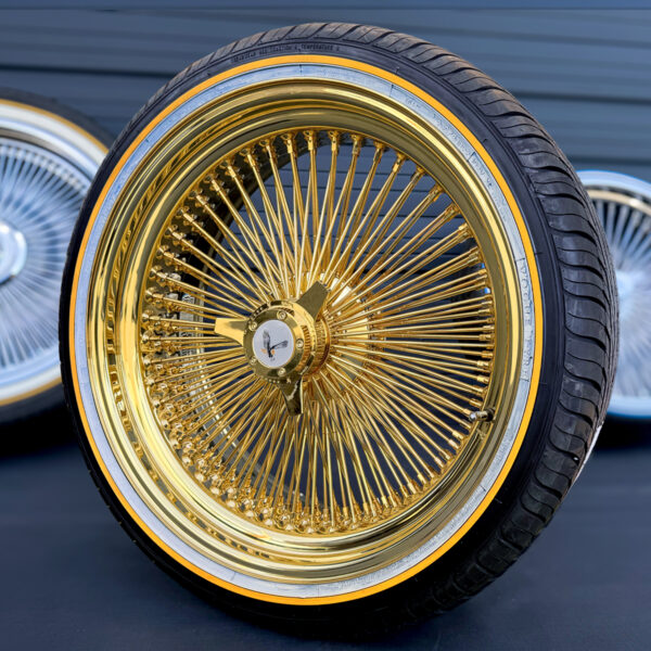 22x8" Wire Wheels Pure 24k California Gold Side View