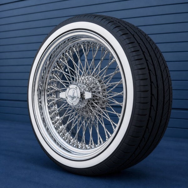 20x8" Wire Wheels 96 Spokes Cross Laced + Custom True Whitewall 245/40R20 Tires