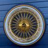 20x8-wire-wheels-standard-gold-center-chrome-lip-96-spoke-cross-laced-with-245-40-20-original-vogue-tires-complete-package-black-eagle 20x8” Real 24K California Gold Center Wire Wheels – 96 Spoke Quad Cross Lace + 245/40R20 Original Vogue Tires | Standard Offset | Set of 4