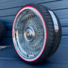 22x9” Forged Wire Wheels Chrome + 265/35R22 Original Vogue Red Stripe Tires | Direct Bolt-on Floating Cap | Set of 4