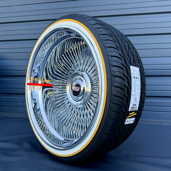 22x9" wire wheels deep dish 6" lip direct bolt-on with floating cap