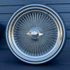 24-inch-standard-wire-wheels-chrome-255-30-r24-custom-whitewall-blue-stripe-tires 24x10" Chrome Wire Wheels Staggered – Standard & Deep Dish + 255/30R24 Custom True Whitewall & Blue Stripe Tires | Triple Plated | Set of 4
