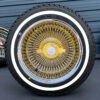 14x7-reverse-gold-center-cali-spoke-diamond-cut-wire-wheel-and-whitewall-tire 14x7 gold cali spoke diamond cut wire wheels