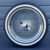 17x8-inch-wire-wheels-standard-chrome-100-spokes-with-custom-true-whitewall-tires-front 17x8" Wire wheels chrome with whitewall tires