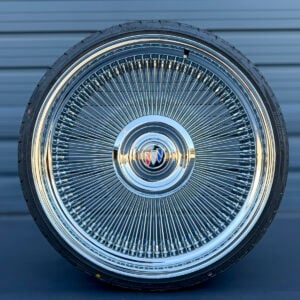 22-inch-bolt-on-forged-wire-wheels-with-floating-cap-and-245-40-22-blackwall-tires 22x9" forged wire wheels for buick, impala and cadillac with blackwall tires, direct bolt-on setup
