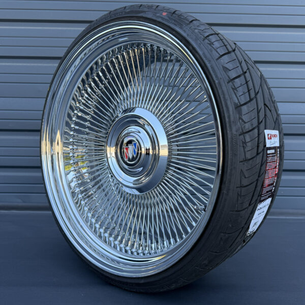22x9 Forged Chrome Direct Bolt Wire Wheels & 22-Inch Tires Set