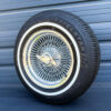 15x7-standard-chrome-wire-wheels-100-spoke-with-215-70-15-whitewall-tires-side-view 15x7 Standard Chrome 100-Spoke Wire Wheels & 215/70R15 Whitewall Tires Set