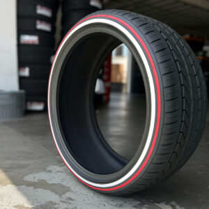 245-35-20-whitewall-red-stripe-tries-side-view 20 inch tire with whitewall and red stripe