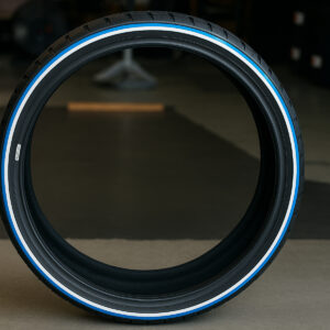 275:25R28-whitewall-blue-stripe-tires-v2 28 inch custom true whitewall and blue stripe tire