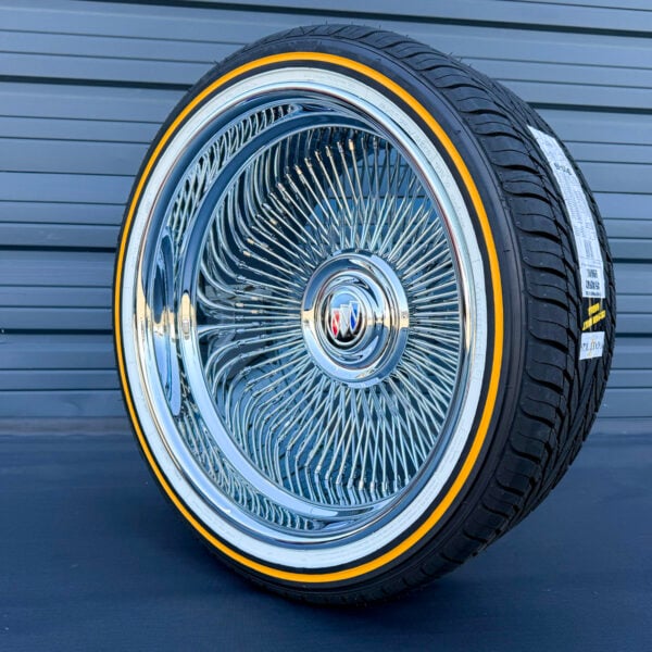 20x10-forged-chrome-wire-wheels-reverse-245-40-20-original-vogue-brand-tires-package-buick-floating-cap 20x10 forged chrome reverse wire wheel with buick floating cap