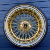 20x8-wire-wheels-standard-all-gold-lip-96-spoke-cross-laced-with-vogue-tires-complete-package-black-eagle 20x8 all gold wire wheels with 96 spokes and black eagle chip