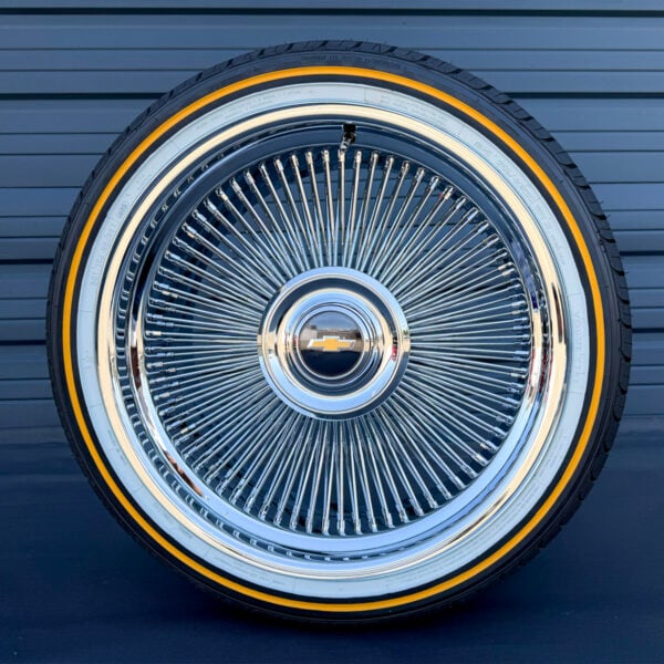 20x9 Forged Chrome Direct Bolt Wire Wheels & Vogue Tires Set