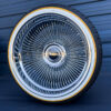 22x10-chrome-forged-wire-wheels-bolt-on-with-chevy-floating-cap 22x10 forged chrome wire wheel front view with vogue tire set