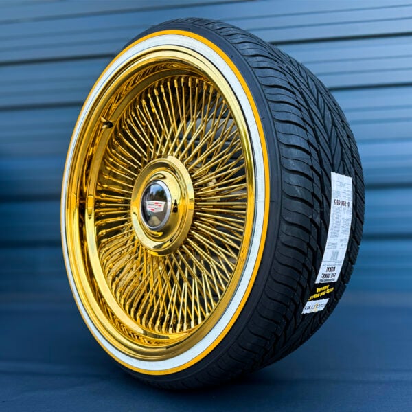 22x9 Forged All-Gold Direct Bolt Wire Wheels & Vogue Tires Set