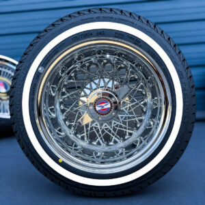zenith-14x7-reverse-chrome-60-spoke-cross-lace-wire-wheel-and-whitewall-tire-set-front-view 14x7 60 triple cross lace reverse wire wheels