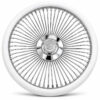 cadillac-chrome-spoke-steering-wheel-white-grip-front-view Cadillac 64-spoke chrome wire steering wheel with engraved Cadillac crest and white grip