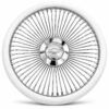 chevy-chrome-spoke-steering-wheel-white-grip-front-view Chevrolet 64-Spoke Chrome Wire Steering Wheel – Floating Center Cap