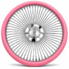 lincoln-chrome-spoke-steering-wheel-pink-grip-front-view Lincoln 64-spoke chrome wire steering wheel with engraved Lincoln emblem and pink grip